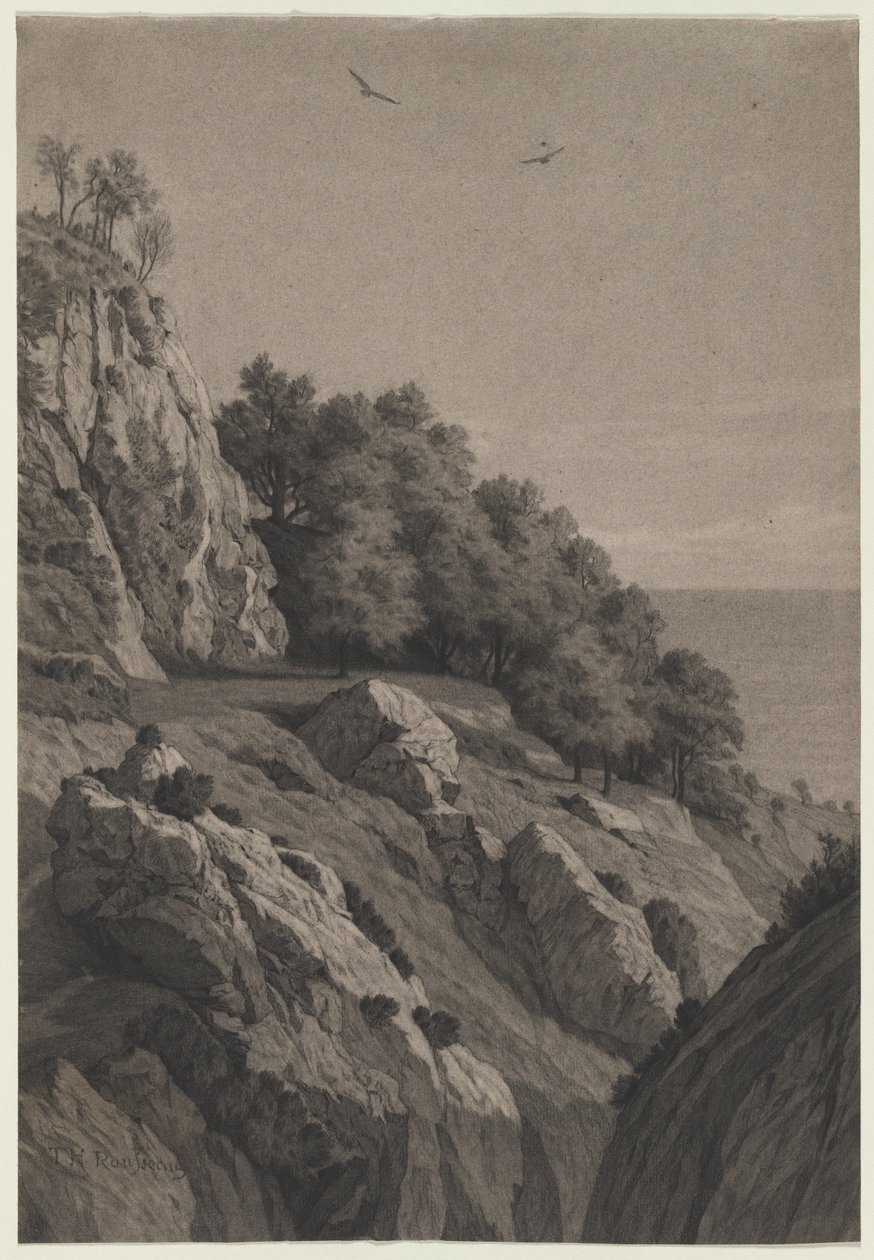 Rocky Cliff on a Coast, ca. 1850-1860. af Unbekannt