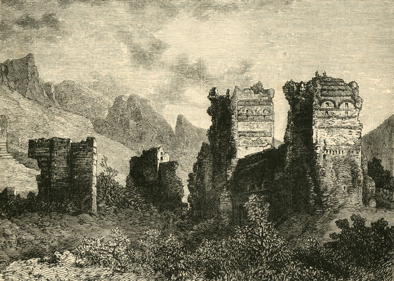 Ruinerne af de gamle bymure, Antiokia, 1890. af Unbekannt