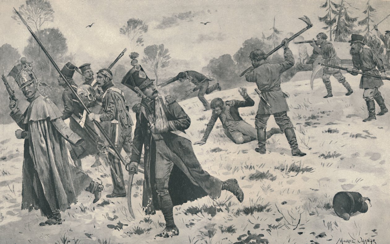 Russiske bønder, der angriber franske efterladte, 1812, 1896 af Unbekannt
