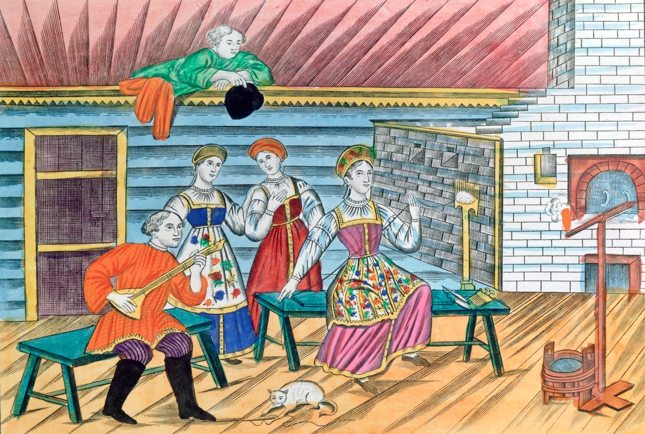 Russisk interiørscene, 1856 af Unbekannt