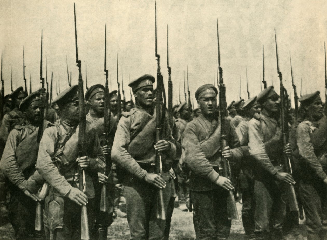 Russiske soldater, Første Verdenskrig, 1914, c1920. af Unbekannt