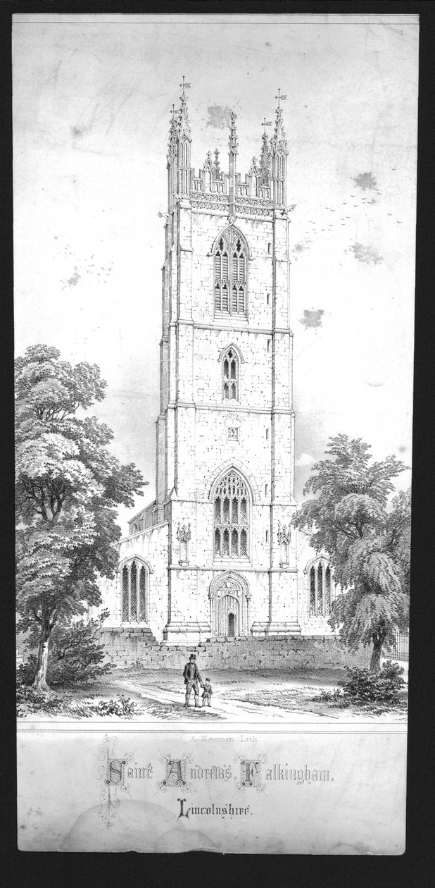 Saint Andrews Church, Falkingham, Lincolnshire, begyndelsen af det 19. århundrede af Unbekannt