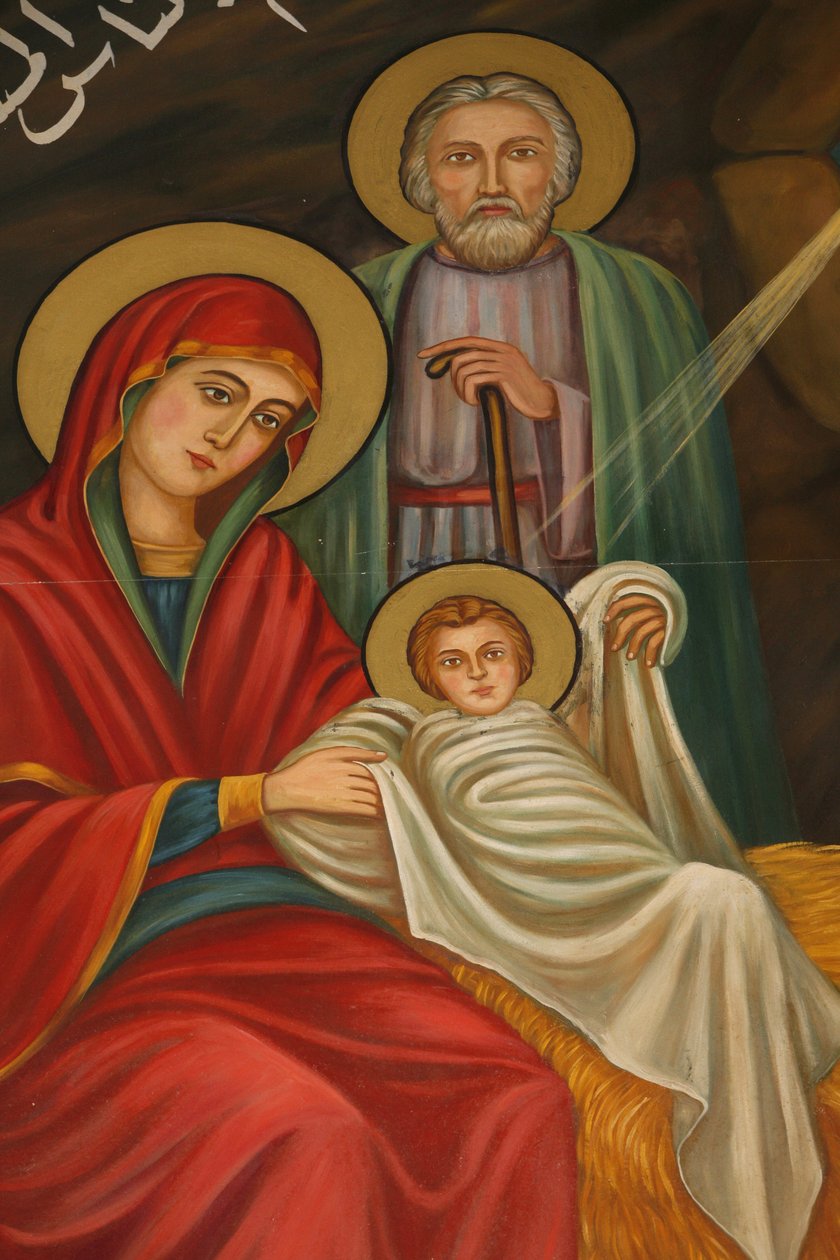 Sankt Antonius, koptiske kirkes fødselsmaleri, Jerusalem, Israel af Unbekannt