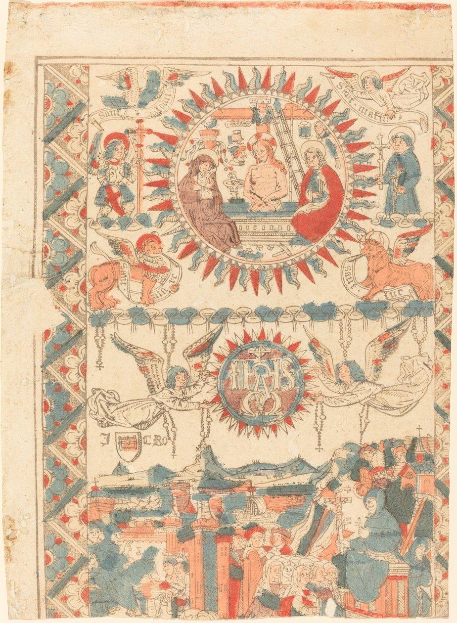Saint Bonaventure ankommer og prædiker i Lyon, 1480-1490. af Unbekannt