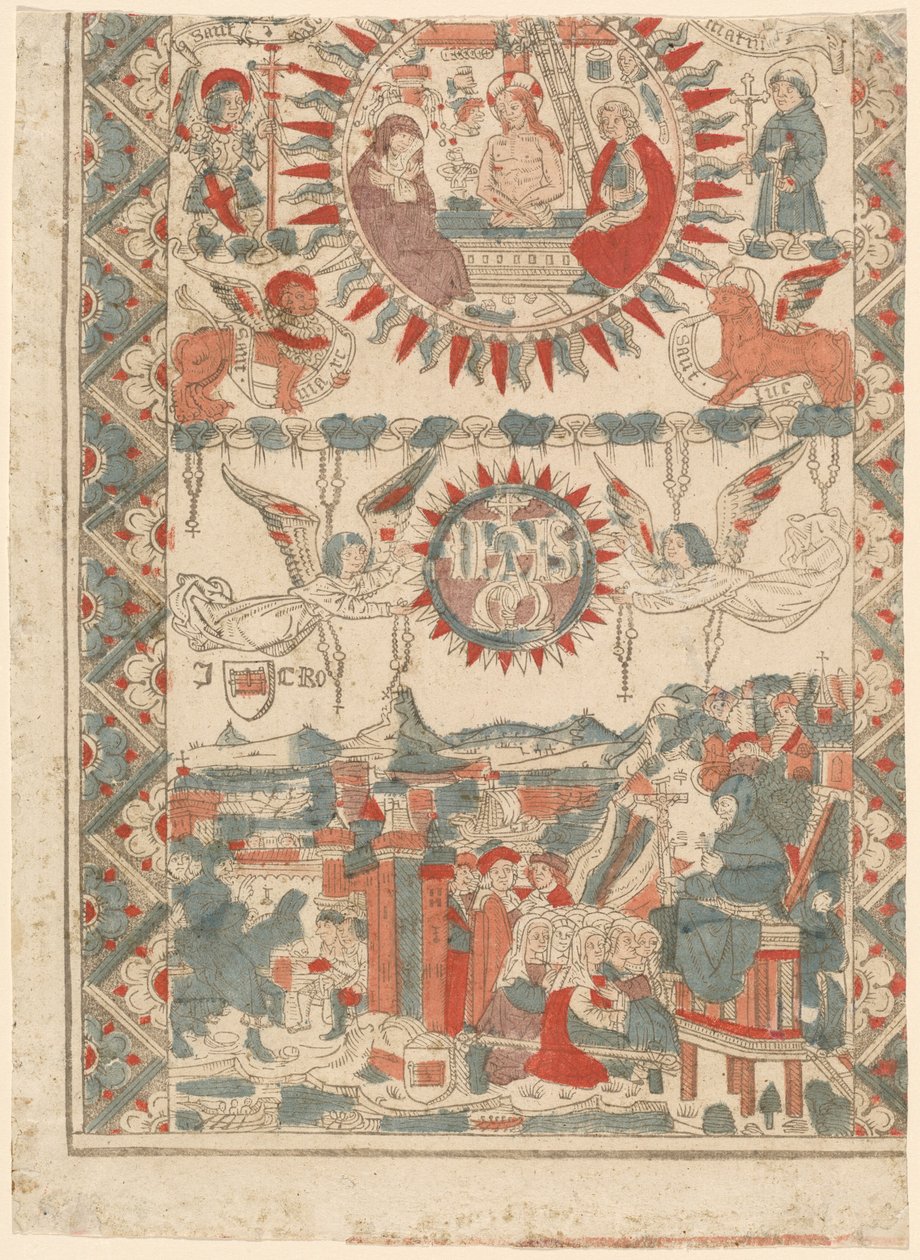 Saint Bonaventure ankommer og prædiker i Lyon, 1480-1490. af Unbekannt