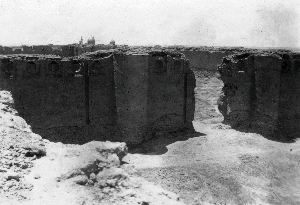 Samarra by fra Malwiya-tårnet, Mesopotamien, 1918 af Unbekannt