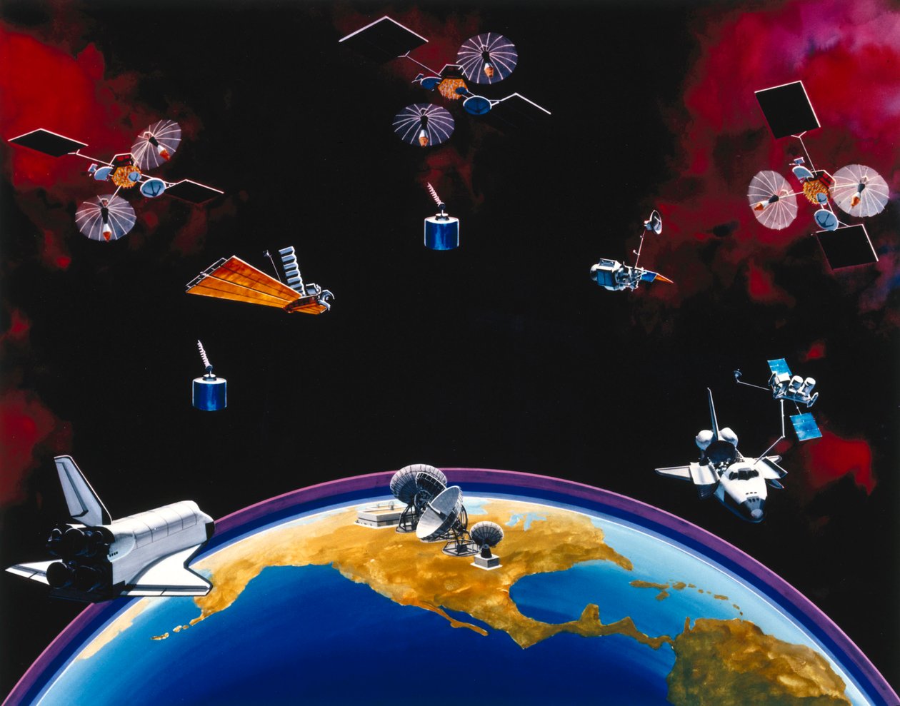 Satellitter, kommunikation, USA TDRSS-konstellation og jordstation af Unbekannt
