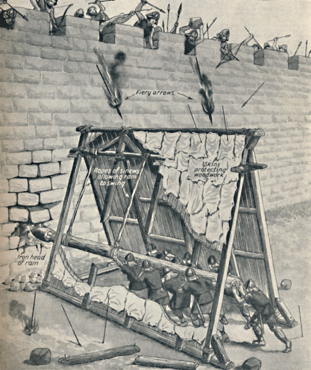 Saksere slår en bymur ned, c1934 af Unbekannt
