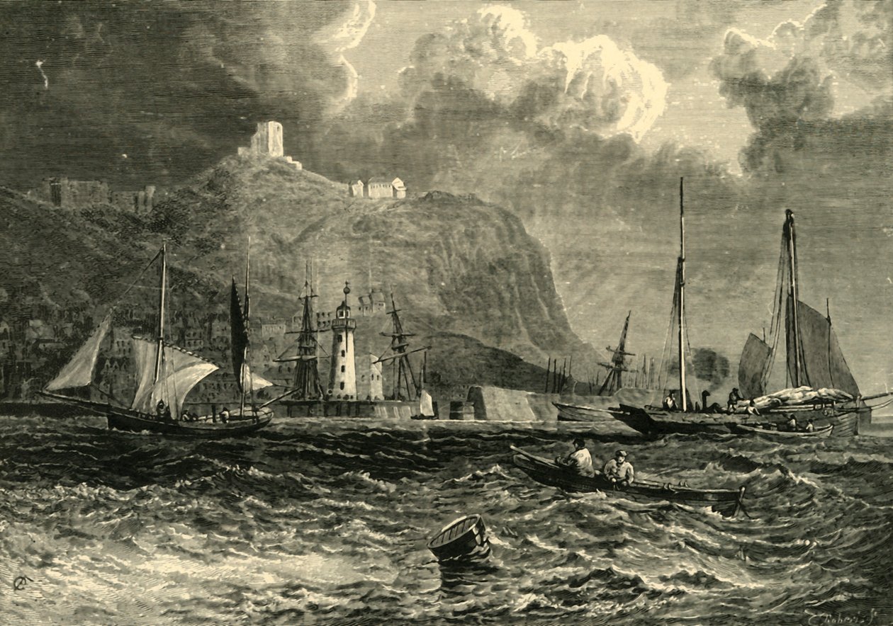 Scarborough Castle, fra havet, 1898. af Unbekannt