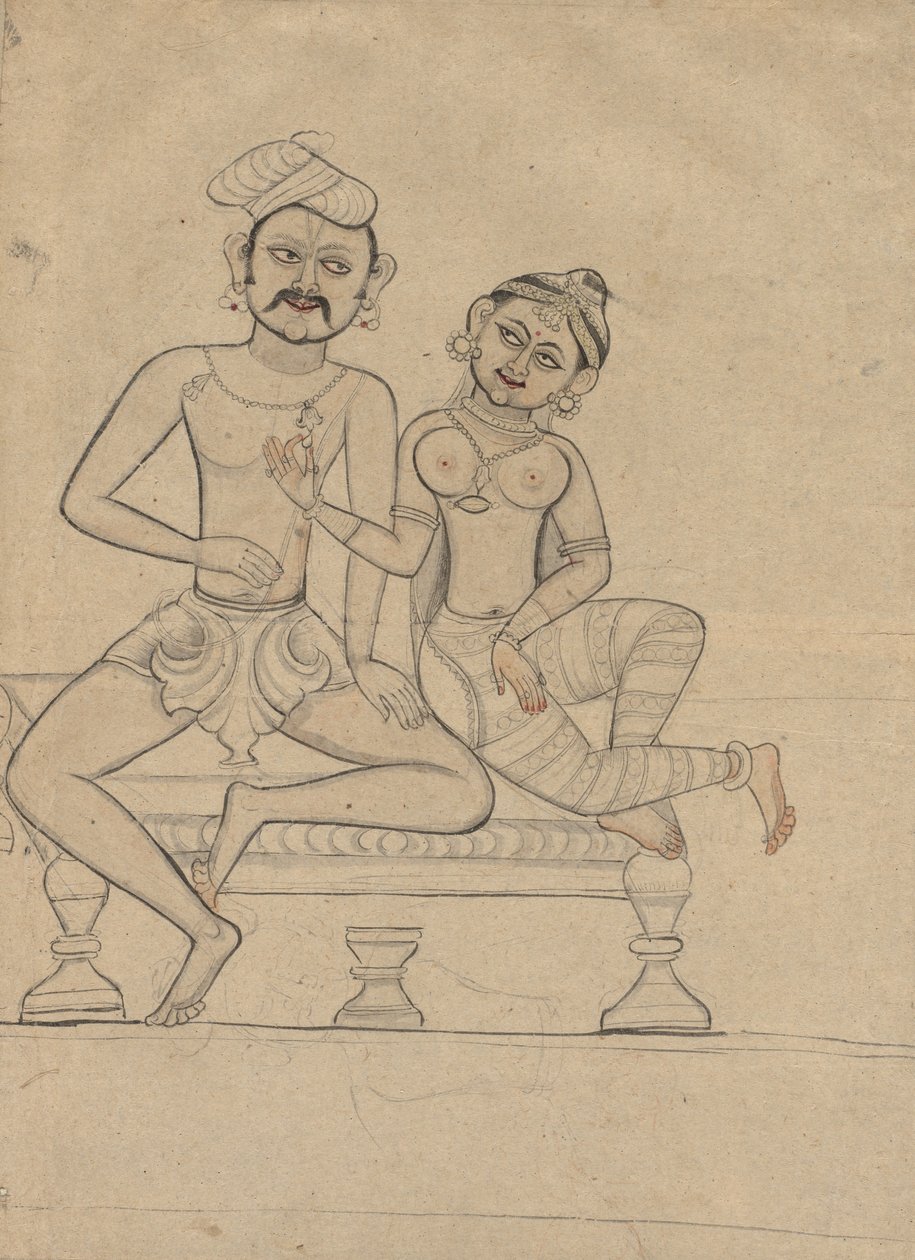 Siddende par, ca. 1800. af Unbekannt