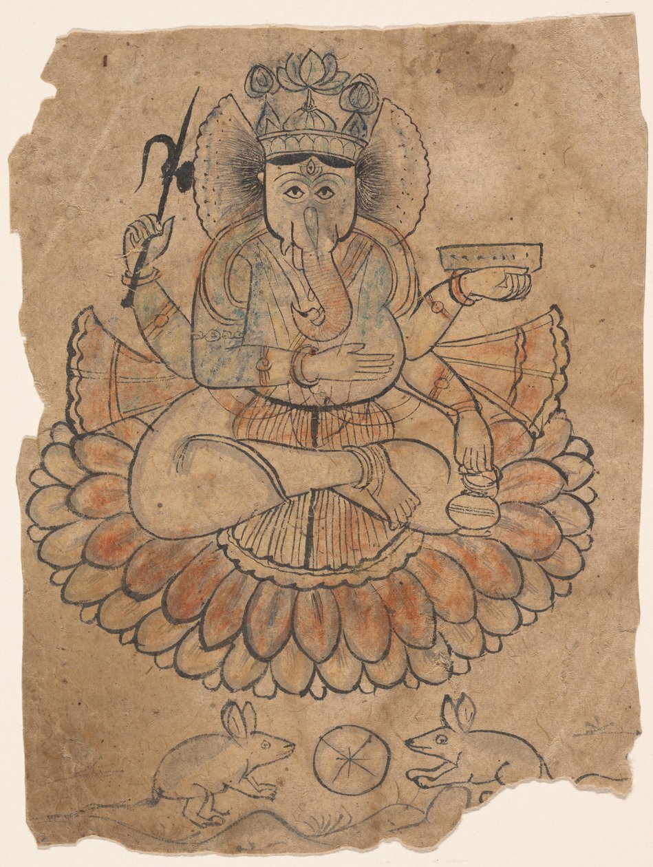 Siddende firearmede Ganesha, ca. 1775. af Unbekannt