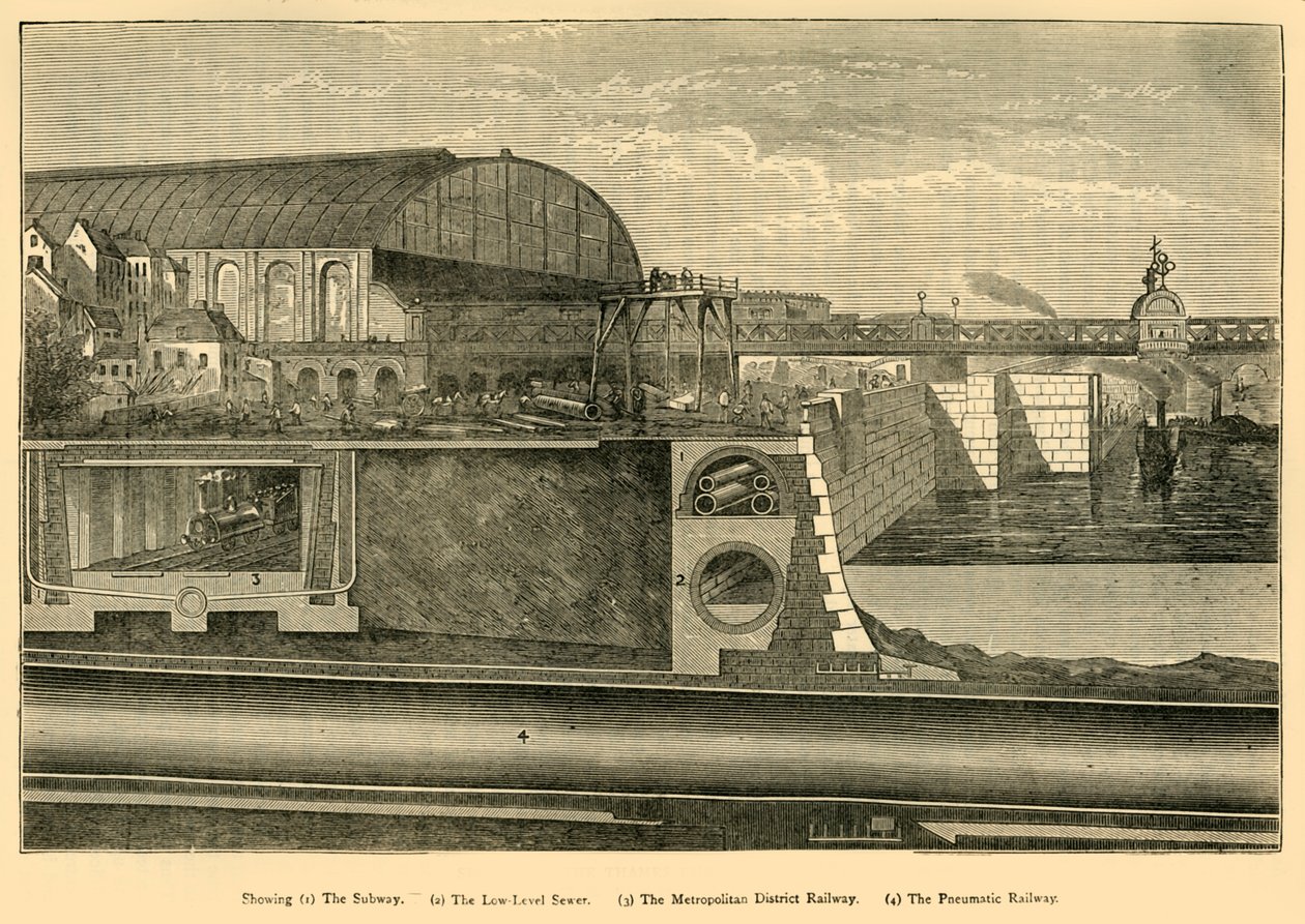 Sektion af Themsen Embarkment, 1867, c1876. af Unbekannt
