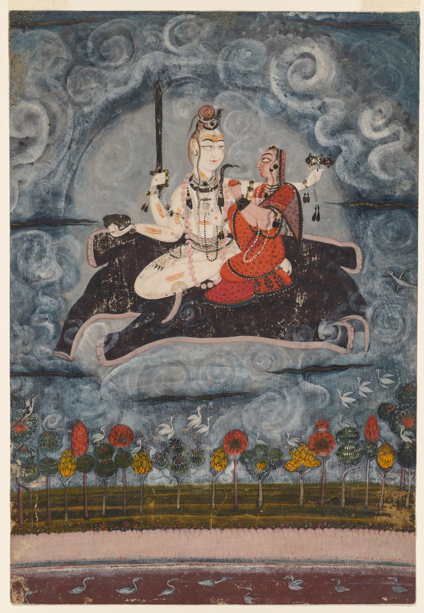 Shiva og Devi på Gajasuras Hide, ca. 1675-1680. af Unbekannt