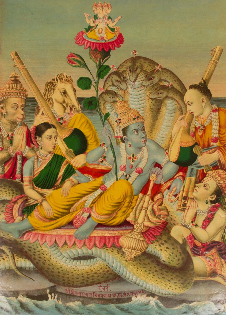 Shri Sesha Narayan, Vishnu Narayan på Shesha, 1886. af Unbekannt