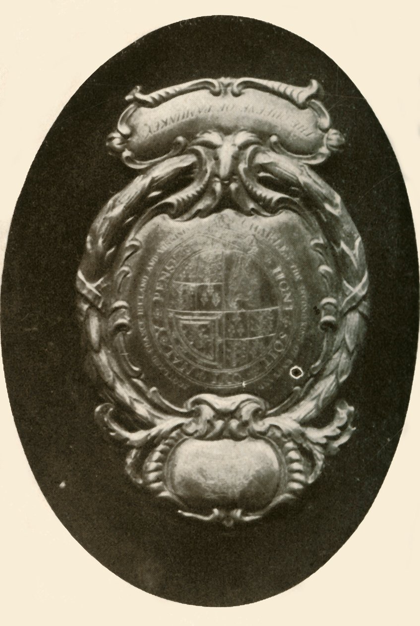 Forside af sølv, med engelsk våbenskjold, 1677, 1937. af Unbekannt