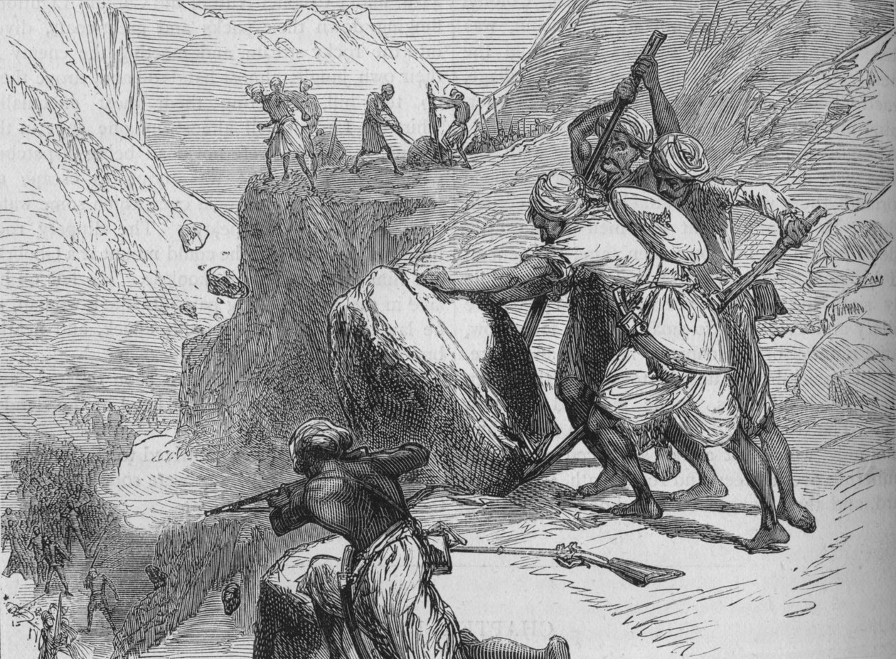 Træfning i et bjergpas, c1880 af Unbekannt