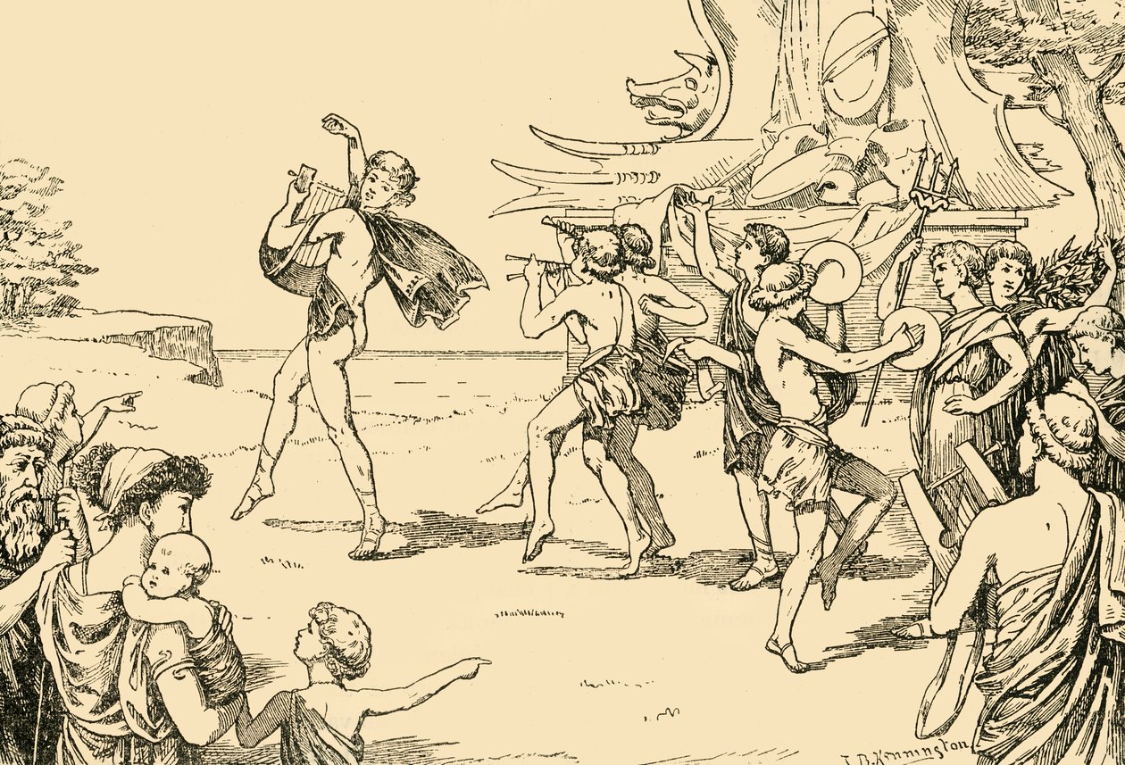 Sophocles Leading the Chorus of Youths, 1890. af Unbekannt