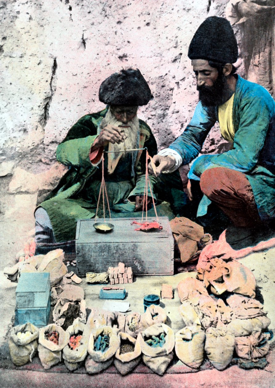 Krydderi sælger, Royal Palace, Teheran, c1890 af Unbekannt