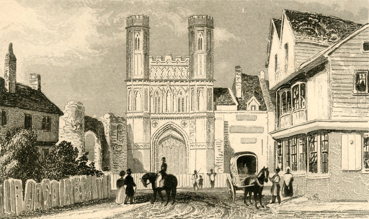St. Augustines Gate, Canterbury. Kent, c1835. af Unbekannt