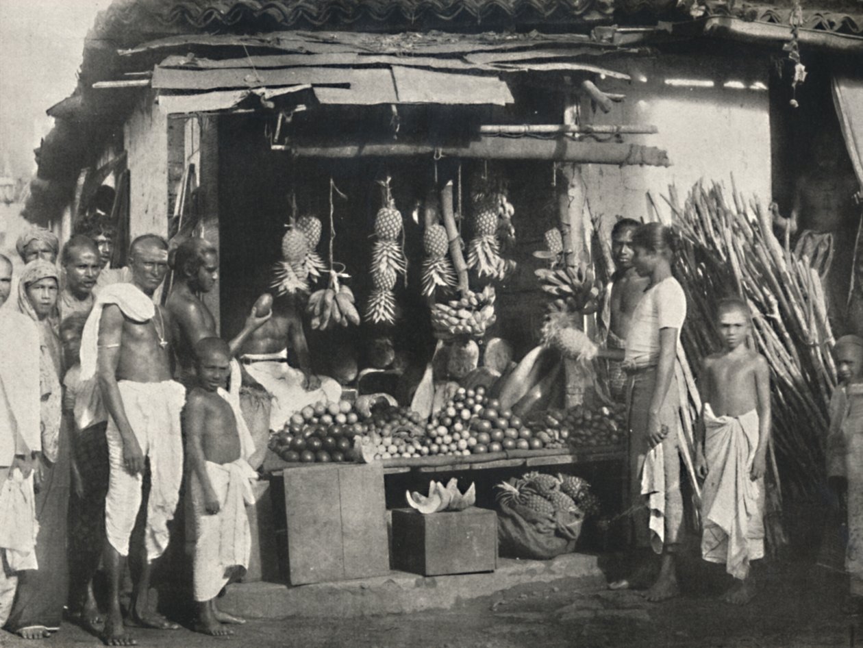 En frugtsælgerstand i Colombo, 1926 af Unbekannt