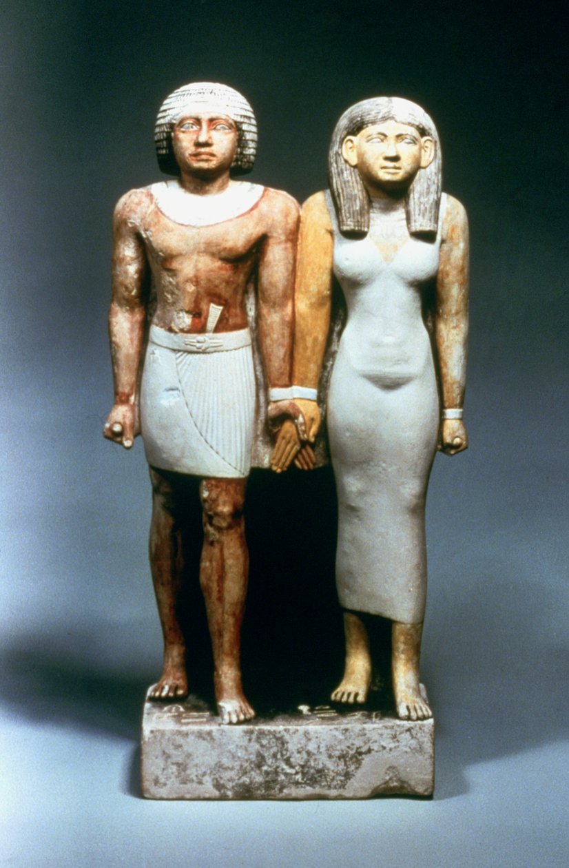 Statue af egyptisk par, 5. dynasti af Unbekannt