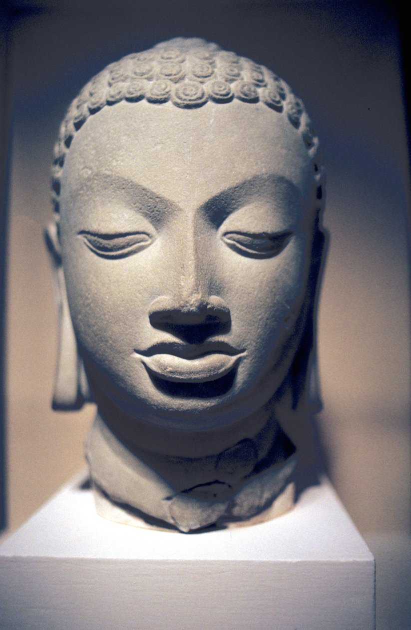 Stenhoved af Buddha, Gupta, Indien, 5. århundrede af Unbekannt