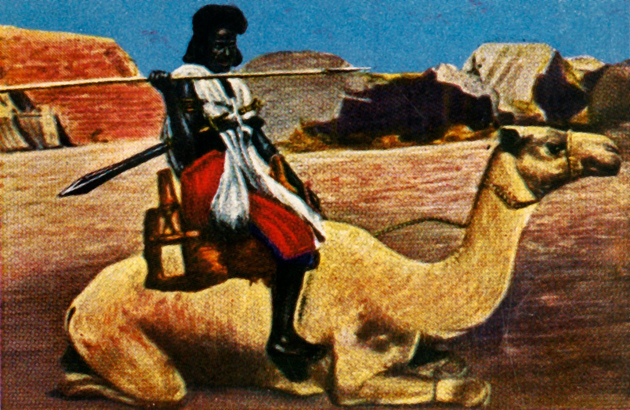 Sudanesisk kriger rider på en kamel, c1928. af Unbekannt