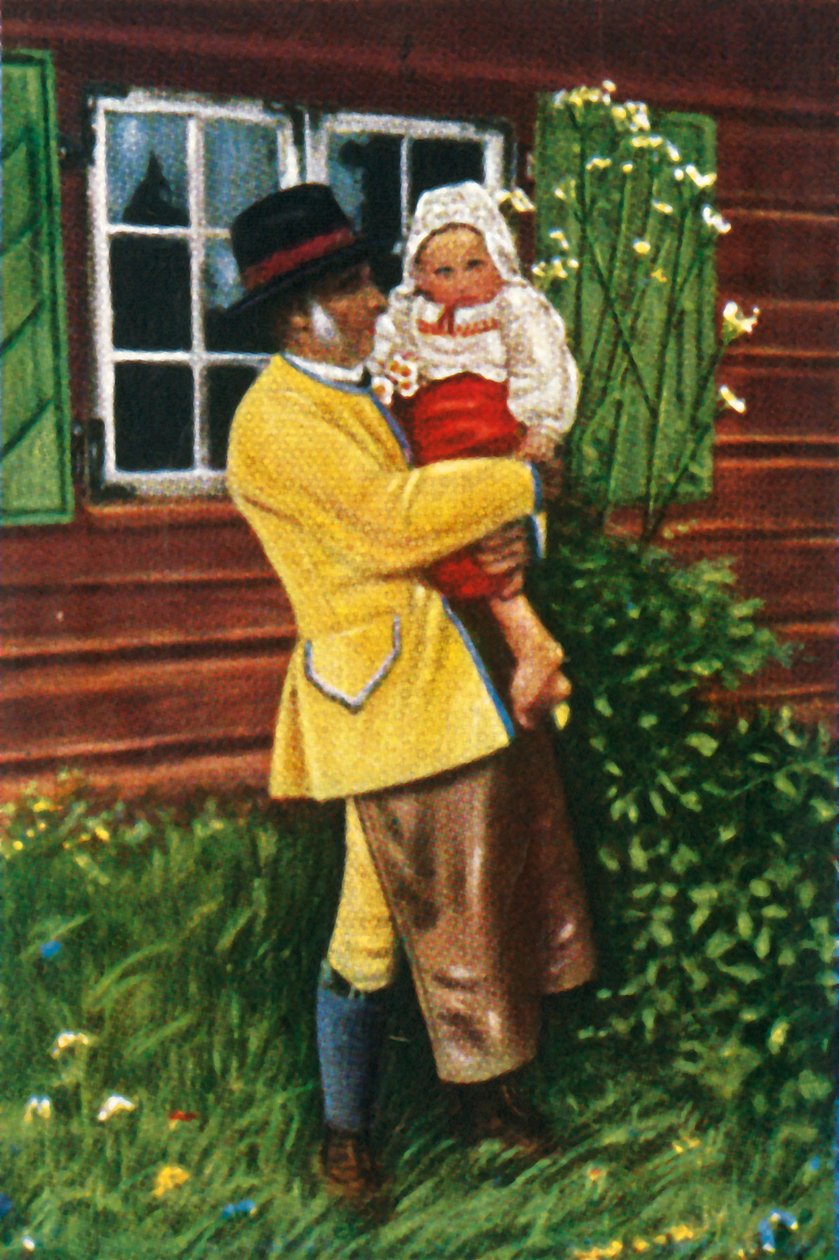 Svenske folk i traditionel dragt, c1928. af Unbekannt