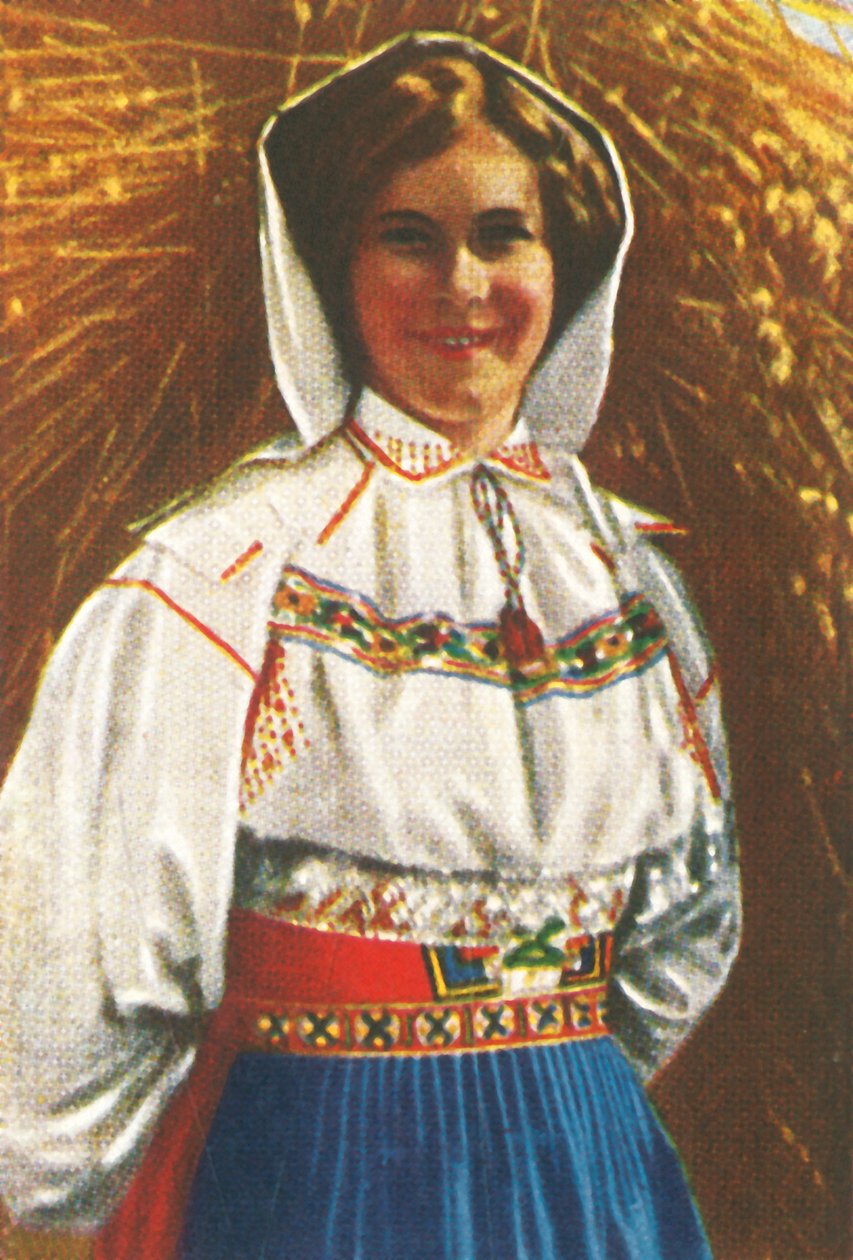 Svensk kvinde i traditionel dragt, c1928. af Unbekannt