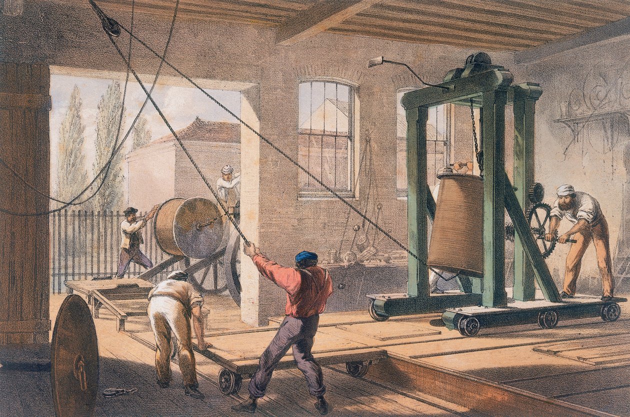 Telegrafledning på Greenwich-værket, c1865 af Unbekannt