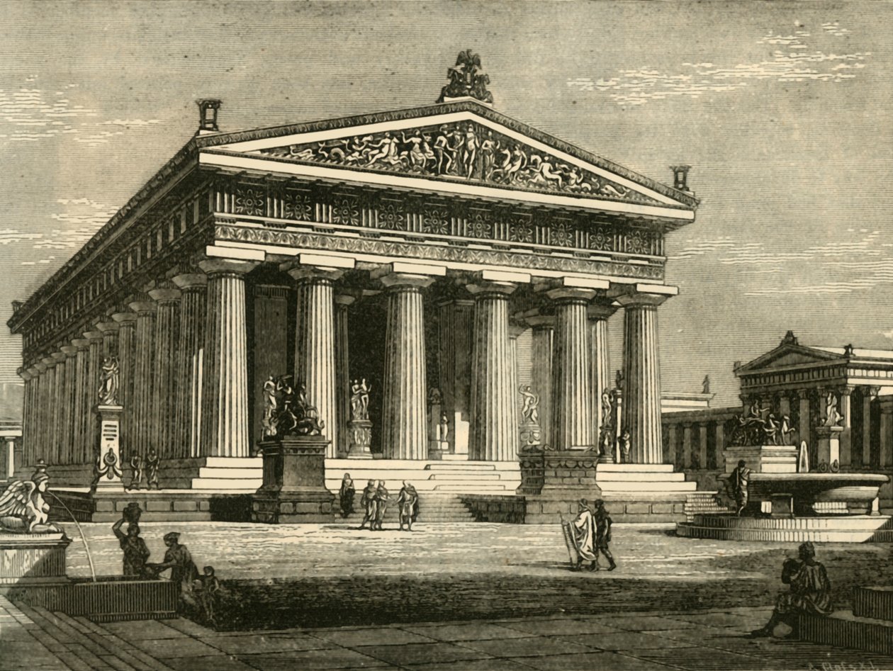 Tempel i Paestum, restaureret, 1890. af Unbekannt