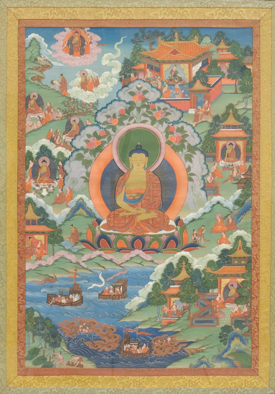 Thanka med Buddha, 1800-tallet. af Unbekannt