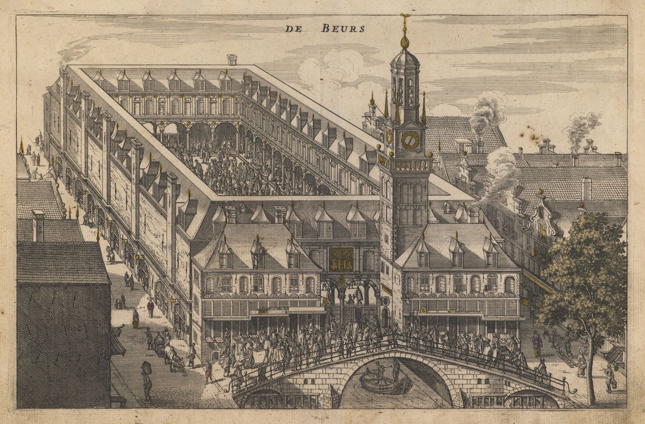 Amsterdam-børsen, begyndelsen af det 17. århundrede. af Unbekannt