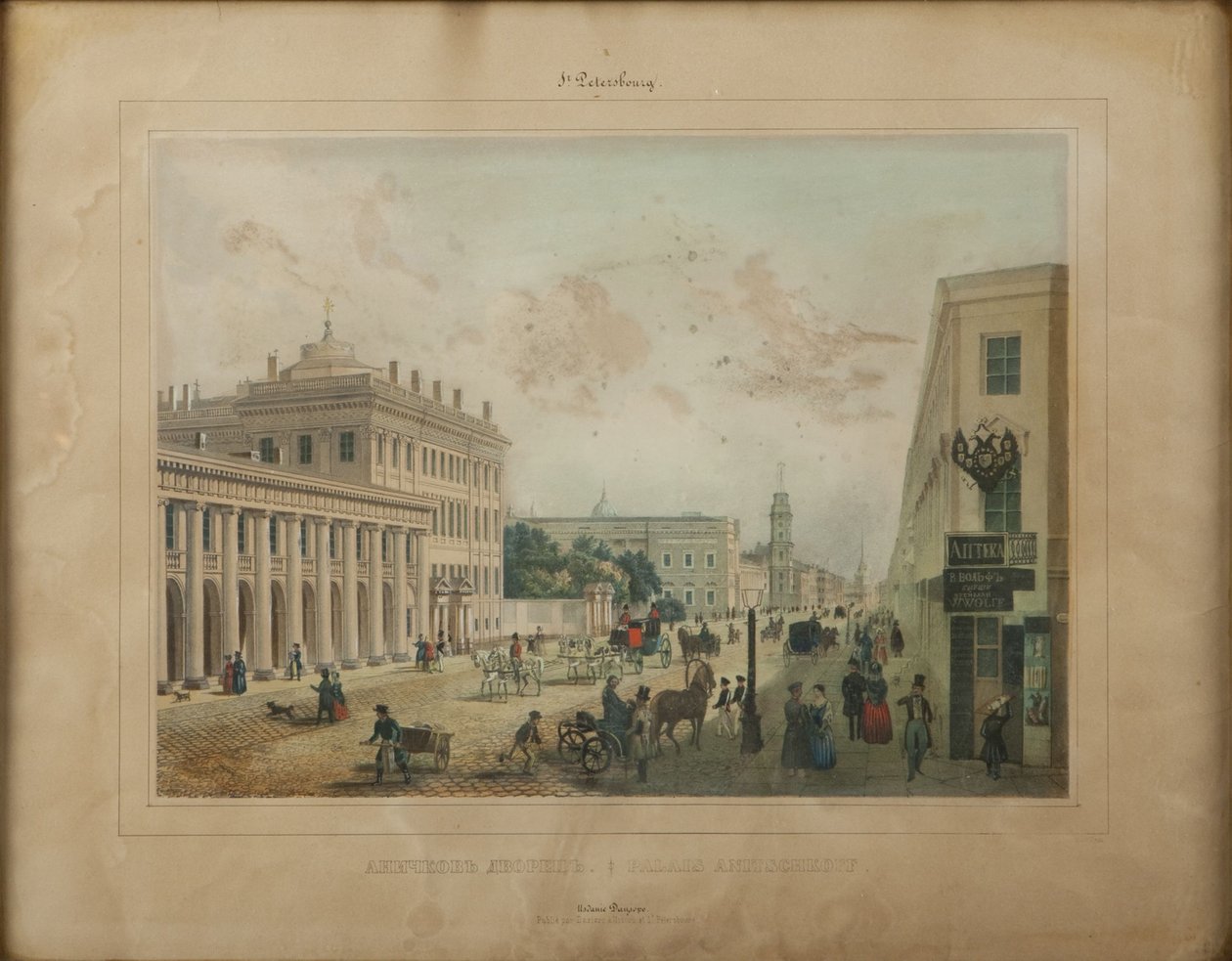 Anichkov-paladset i Sankt Petersborg, slutningen af 1840