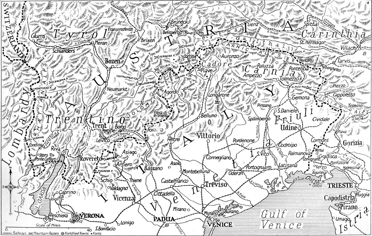 Italiens østrigske grænse, 1915 af Unbekannt