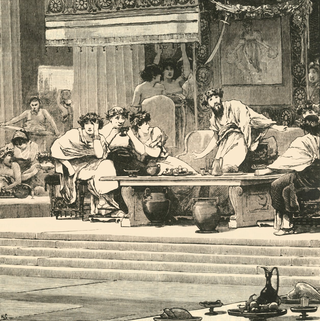 Banketten i Damokles, 1890. af Unbekannt