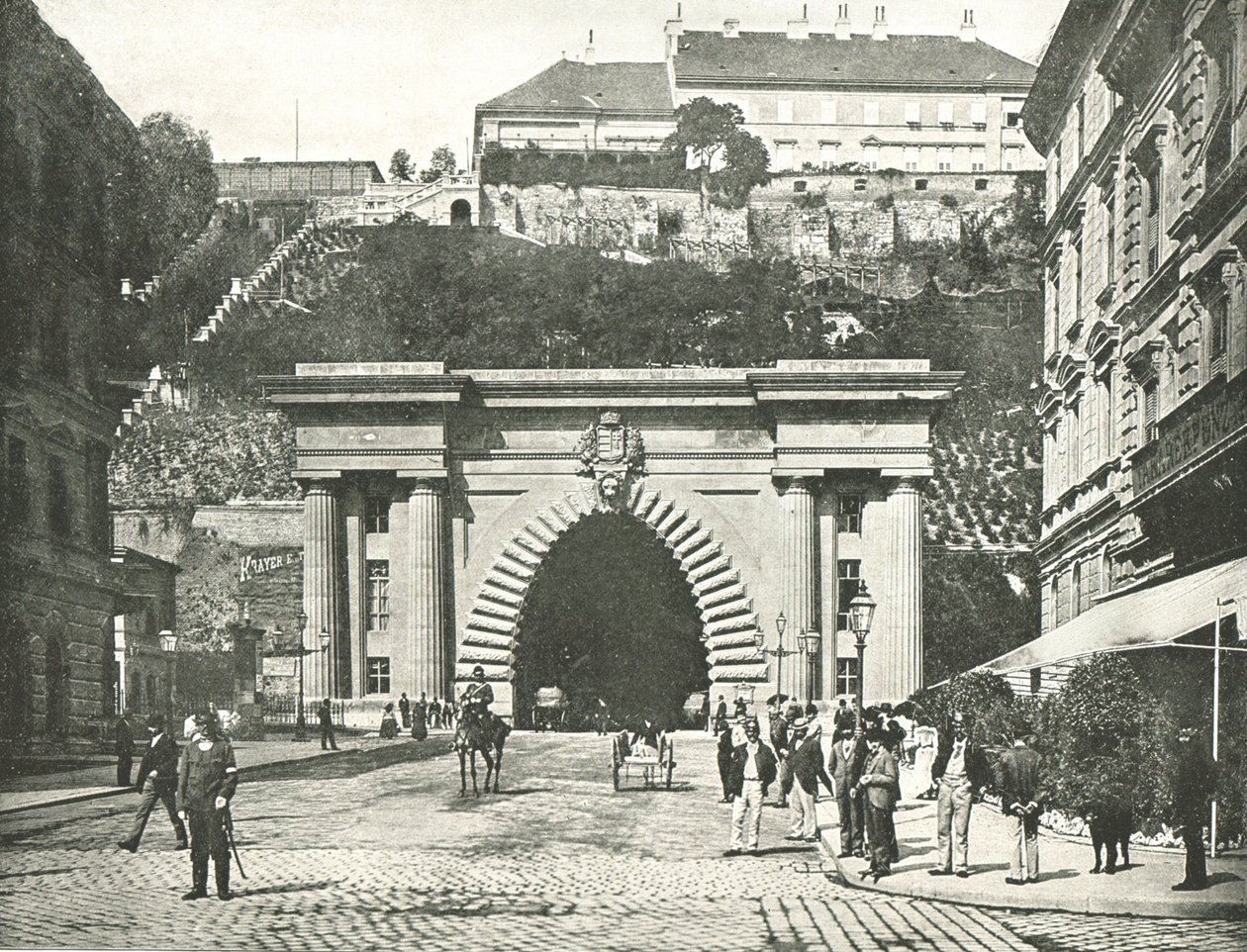 Buda Castle Tunnel, Budapest, Østrig-Ungarn, 1895. af Unbekannt