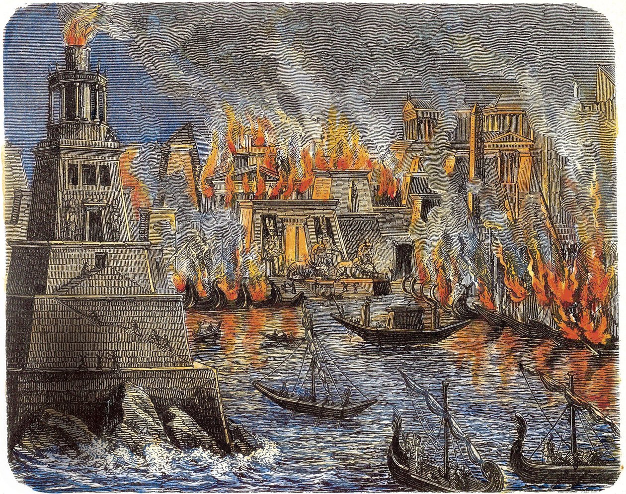 Afbrændingen af biblioteket i Alexandria, 1876 af Unbekannt