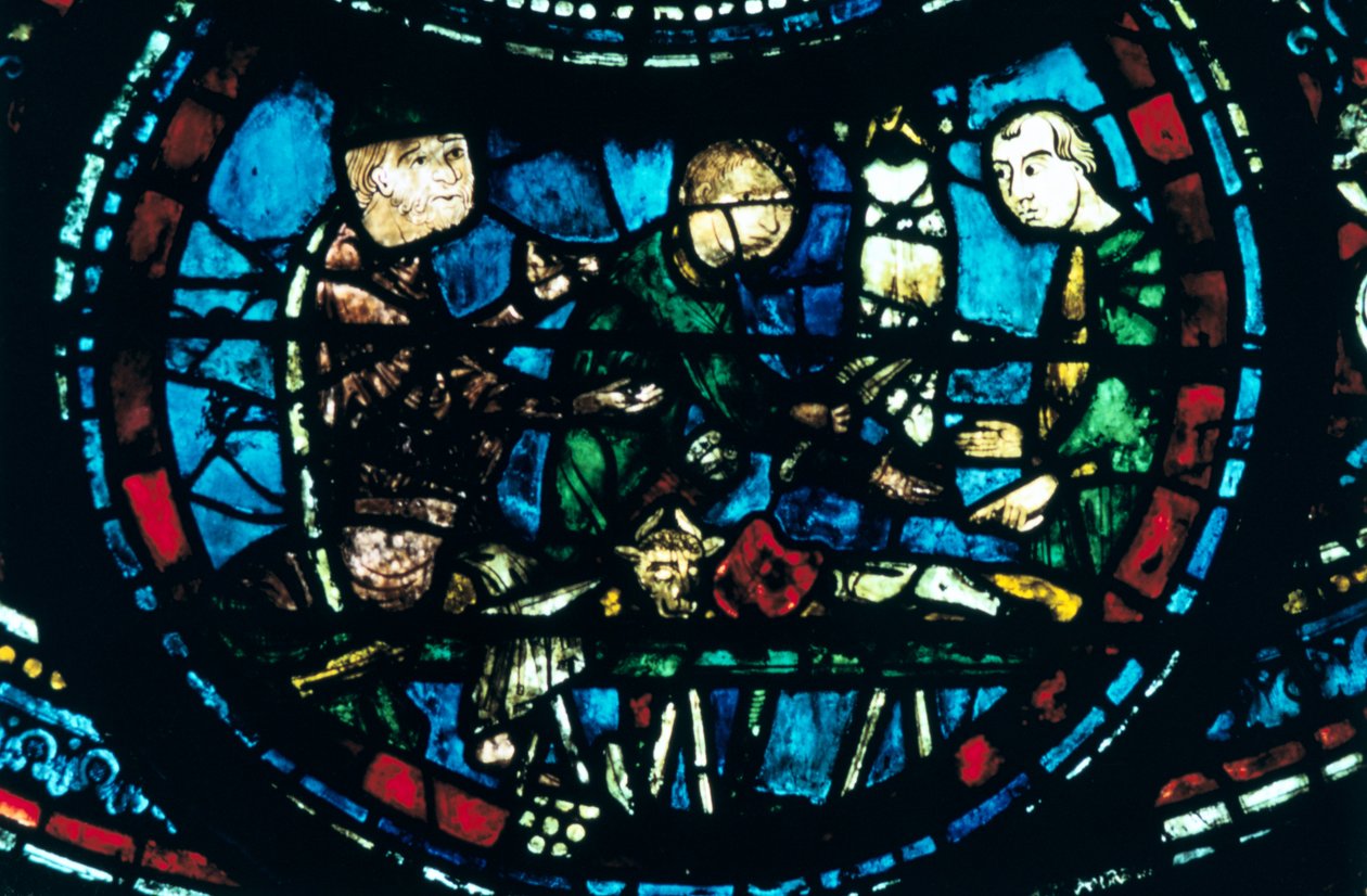 Slagterne, farvet glas, Chartres Cathedral, Frankrig, 1194-1260 af Unbekannt
