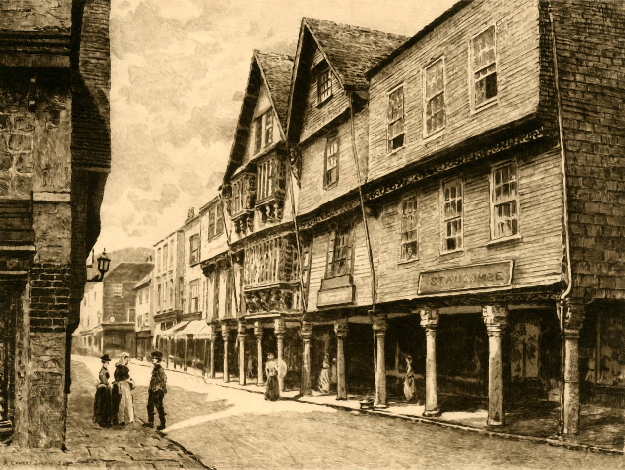 The Butterwalk, Dartmouth, 1898. af Unbekannt