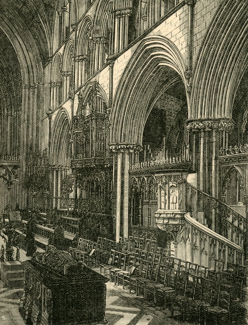 The Choir of Worcester Cathedral, 1898. af Unbekannt