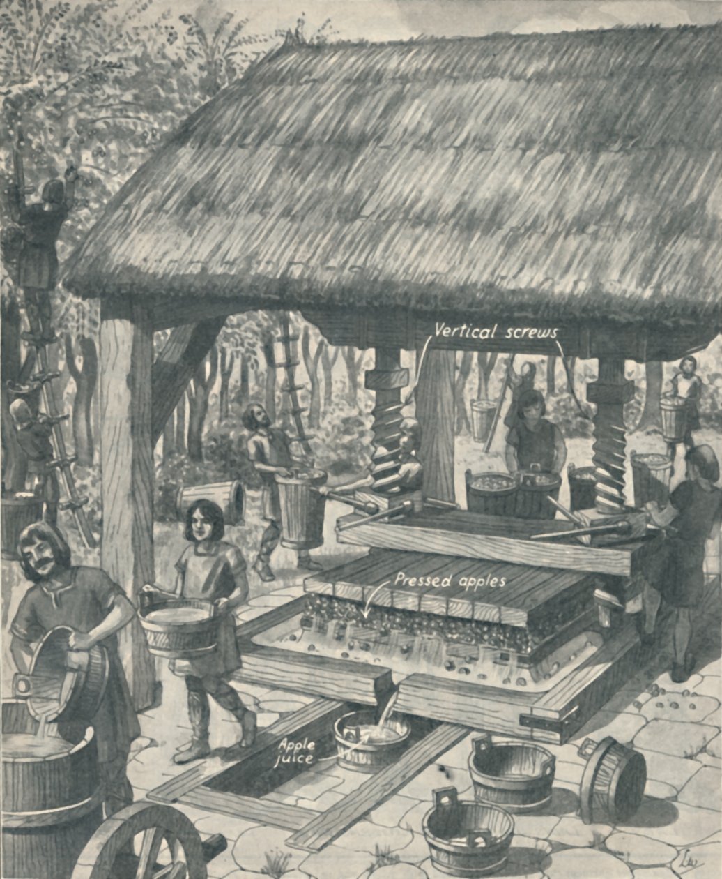Ciderpressen i middelalderen, c1934 af Unbekannt