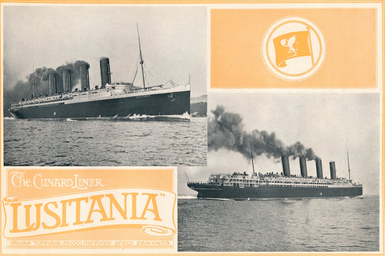 The Cunard Liner Lusitania., c1910. af Unbekannt