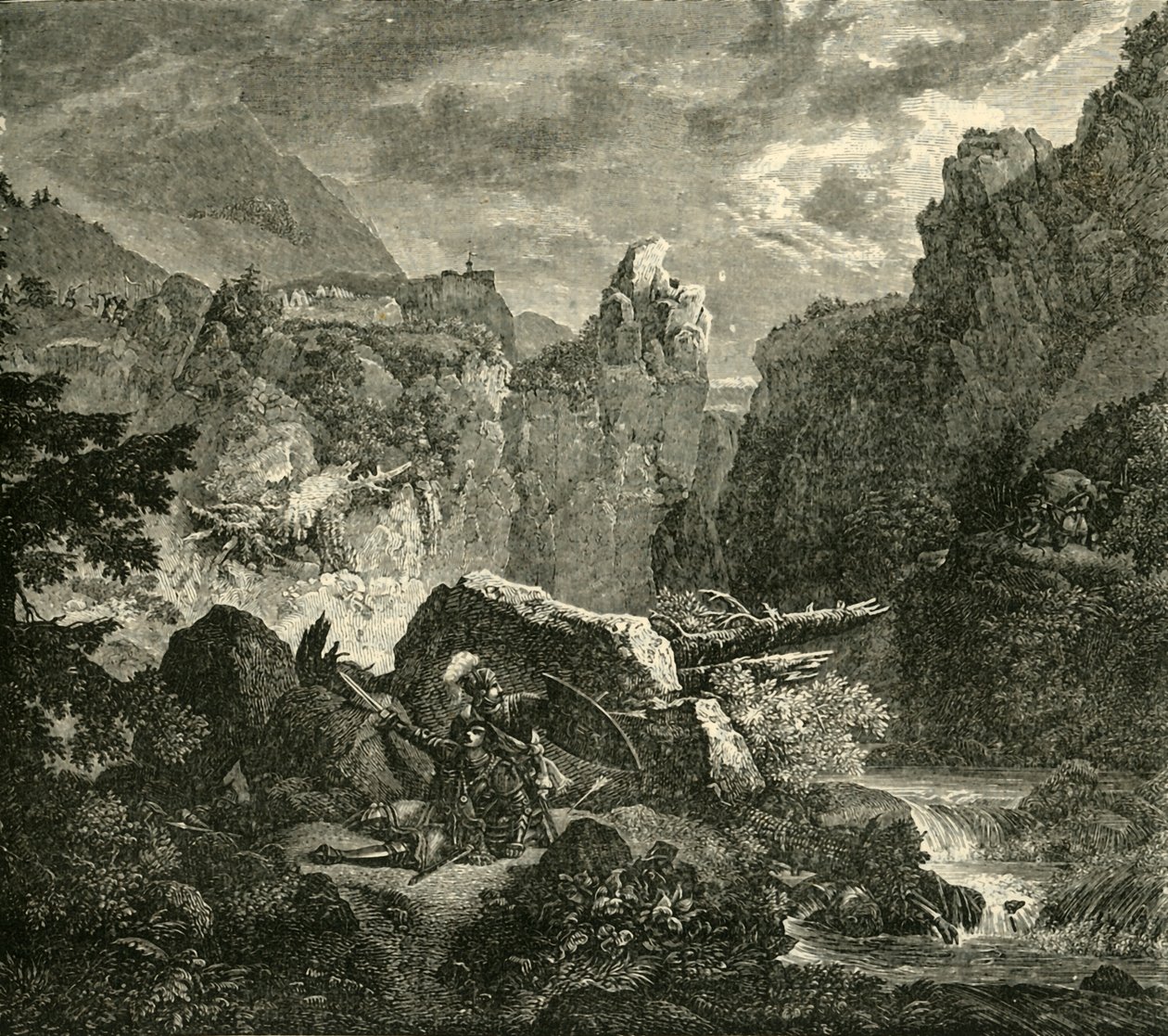 Rolands død i Roncesvalles, 778AD, 1890. af Unbekannt