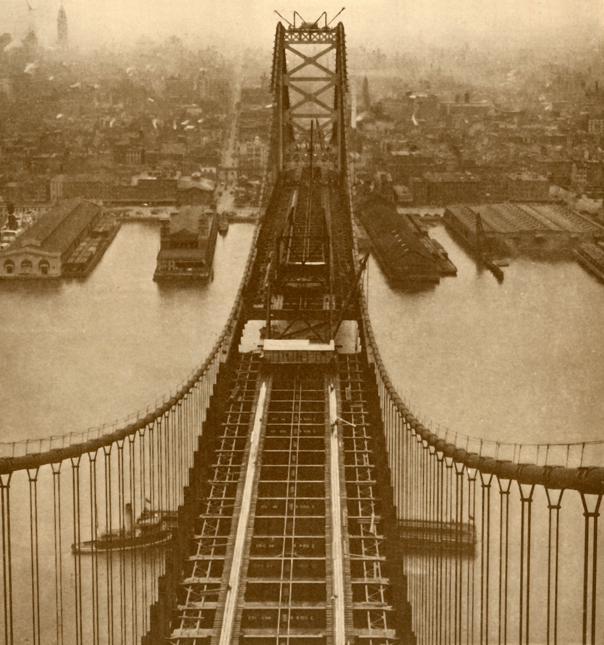 Delaware River Suspension Bridge, c1930. af Unbekannt