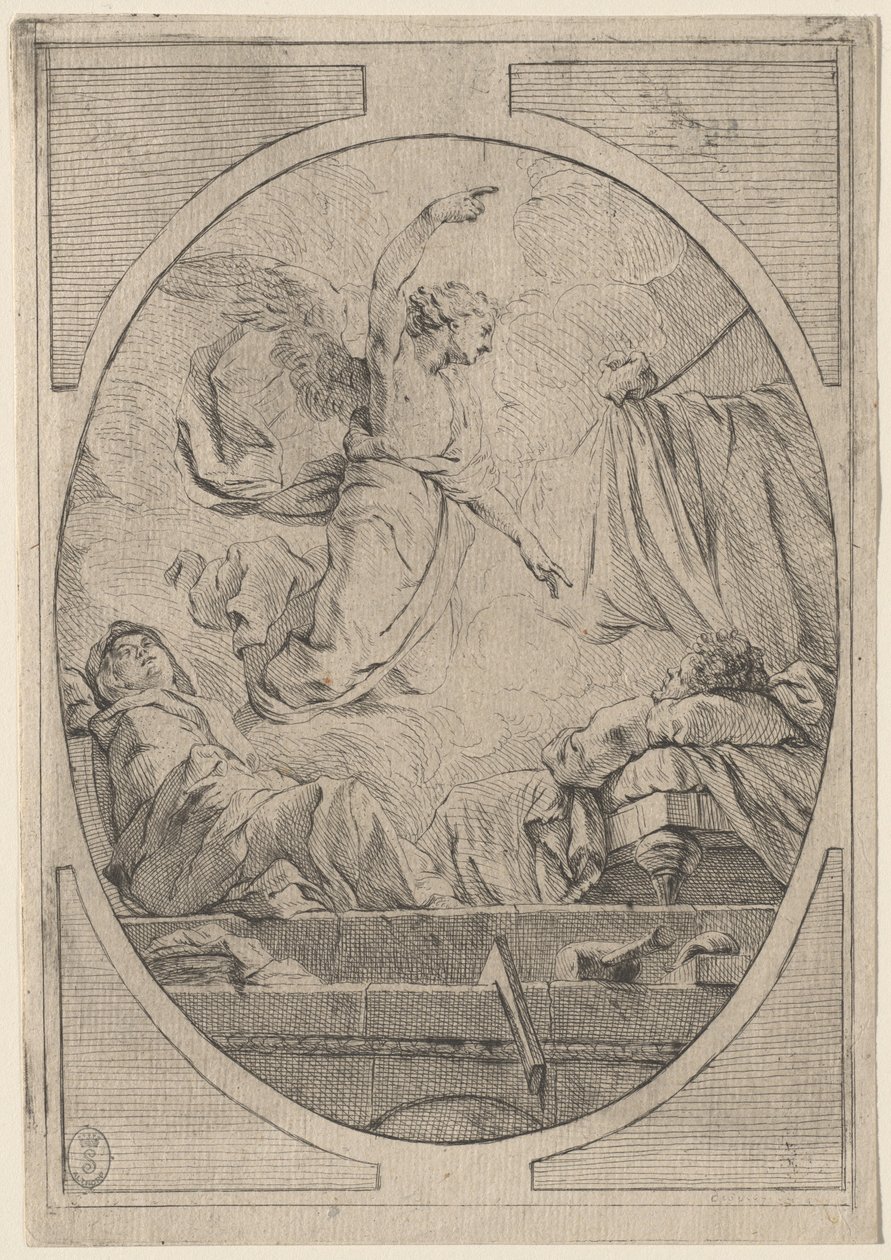 Drømmen om Saint Joseph, ca. 1730. af Unbekannt