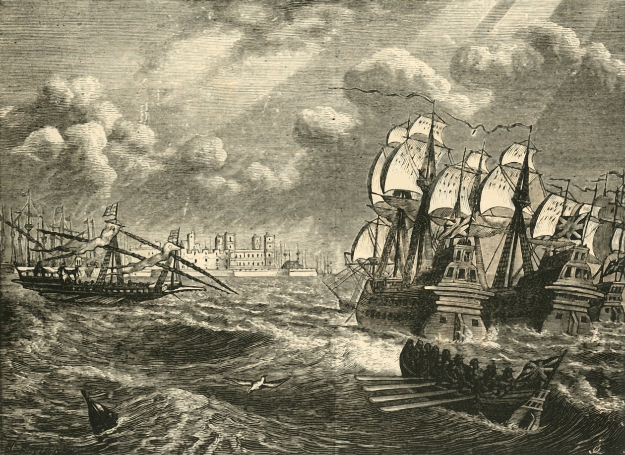 Den engelske flåde før Cadiz, 1596, 1890. af Unbekannt