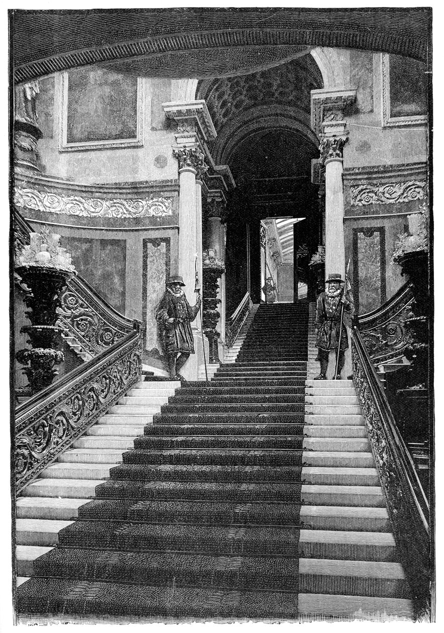 The Grand Staircase, Buckingham Palace, London, 1900 af Unbekannt