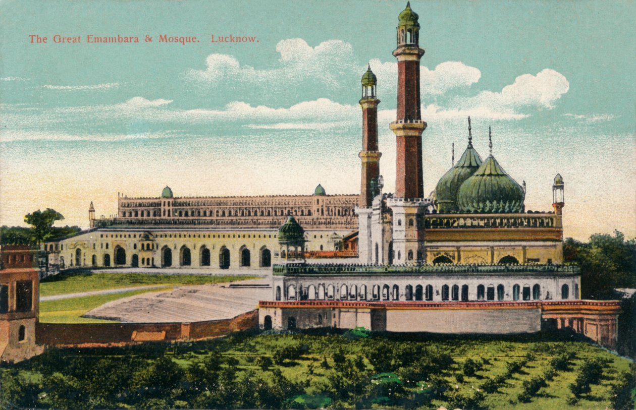 Den Store Embambara og Moskeen. Lucknow, c1900. af Unbekannt