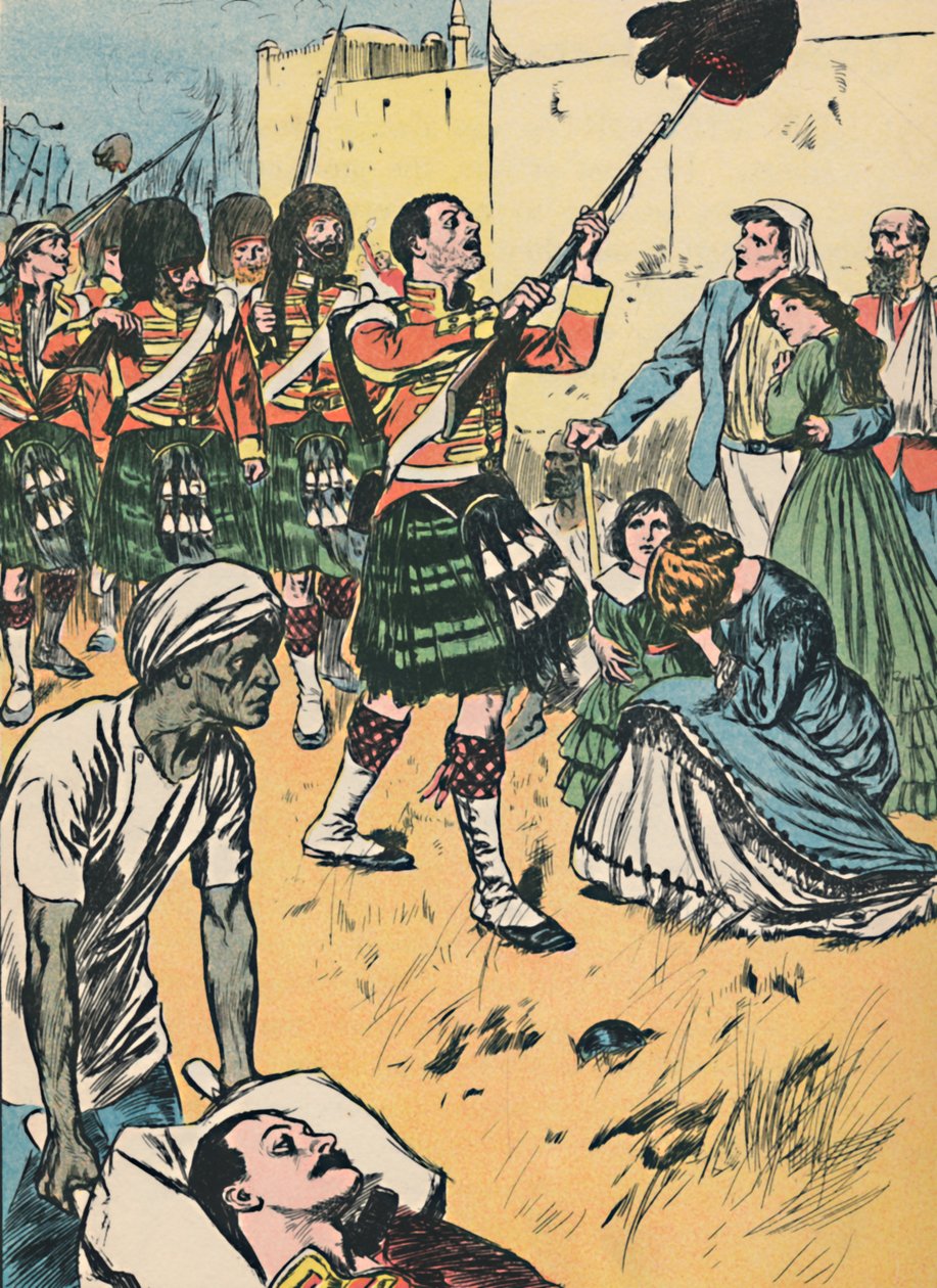 The Highlanders Entering Lucknow, c1907 af Unbekannt
